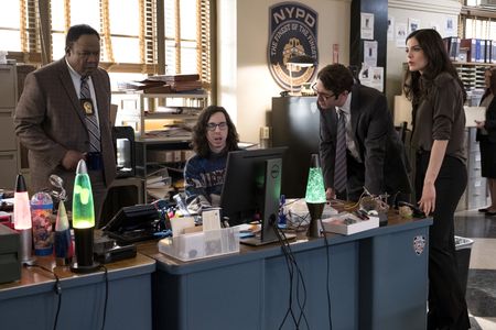 Isiah Whitlock Jr., Josh Groban, Monica Barbaro, and Bill Kottkamp in The Good Cop (2018)