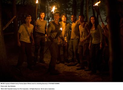 Aml Ameen, Kaya Scodelario, Dexter Darden, Dylan O'Brien, and Bryce Romero in The Maze Runner (2014)
