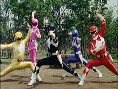 Reiko Chiba, Hideki Fujiwara, Takumi Hashimoto, Yuuta Mochizuki, and Seiju Umon in Dinosaur Squadron Zyuranger (1992)