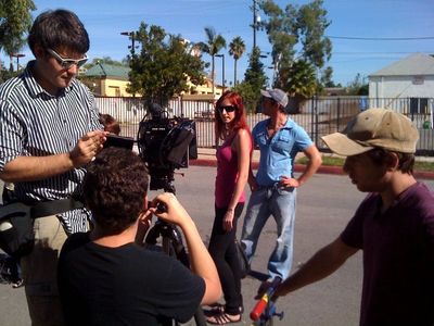 Linda Paice on set
