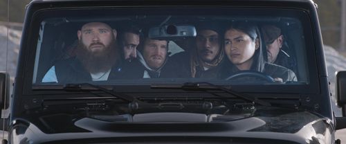 Harlan Blayne Kytwayhat, Andrew Antsanen, Jared Keeso, Max Bouffard, and Terry Ryan in Shoresy (2022)