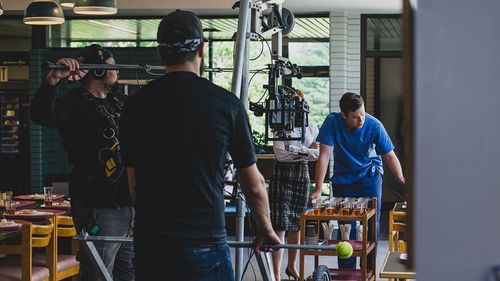 Griffin on the set of 