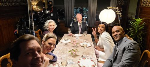On set at dinner-Delilah