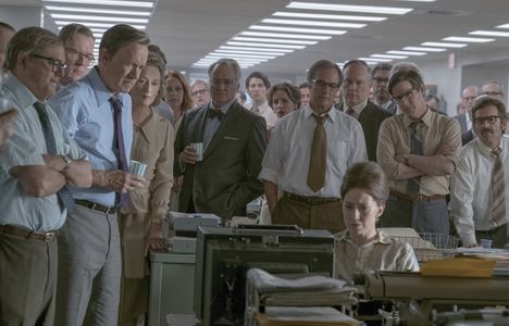 Tom Hanks, Meryl Streep, Philip Casnoff, David Cross, Tracy Letts, Bradley Whitford, Jessie Mueller, and Carrie Coon in 