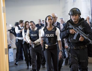 Mary McDonnell, Michael Paul Chan, Raymond Cruz, Phillip P. Keene, and Kearran Giovanni in Major Crimes (2012)