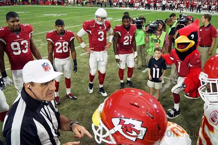 Carson Palmer, Calais Campbell, Patrick Peterson, and Justin Bethel in All or Nothing: A Season with the Arizona Cardina