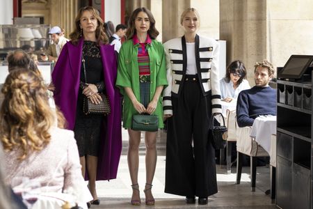 Philippine Leroy-Beaulieu, Lily Collins, and Camille Razat in Emily in Paris (2020)