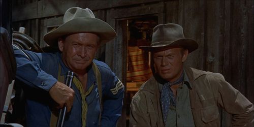 Richard Widmark and Barton MacLane in Backlash (1956)