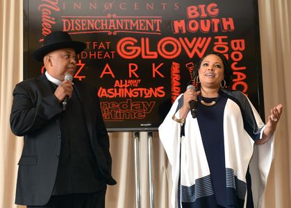 Joseph Simmons and Justine Simmons at an event for All About the Washingtons (2018)