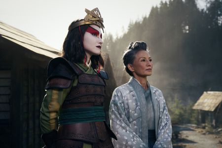 Tamlyn Tomita and Maria Zhang in Avatar: The Last Airbender: Warriors (2024)