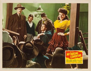 Henry Fonda, Linda Darnell, Victor Mature, Don Barclay, and Francis Ford in My Darling Clementine (1946)
