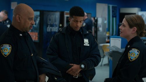 Ruben Santiago-Hudson, Olivia Luccardi, and Lavel Schley in East New York (2022)