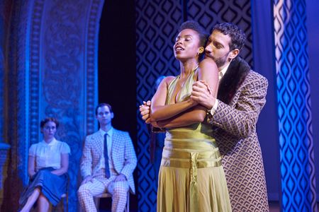 Kara Green and Rob Najarian as Player Queen and King in Theater at Monmouth's 2019 summer production of Hamlet