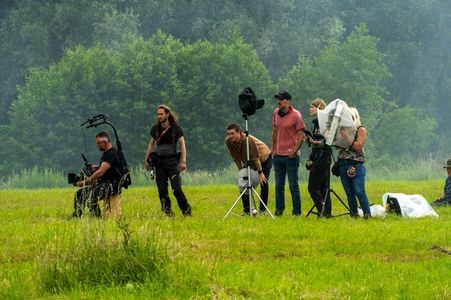 On set of WOlves of War with Stuart White, Oscar Garth, Joe Stringer, Elin Martinsen and Sophie G