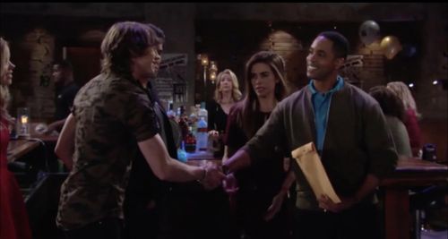 Amelia Heinle, Melody Thomas Scott, Jason Thompson, Tristan Lake Leabu, and Dah-uh Morrow in The Young and the Restless 