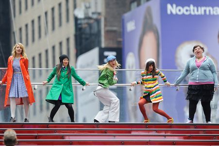 Lea Michele, Ashley Fink, Dianna Agron, Jenna Ushkowitz, and Heather Elizabeth Morris at an event for Glee (2009)