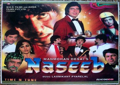 Amitabh Bachchan, Hema Malini, Shakti Kapoor, Prem Chopra, Rishi Kapoor, Amjad Khan, Pran Sikand, and Shatrughan Sinha i