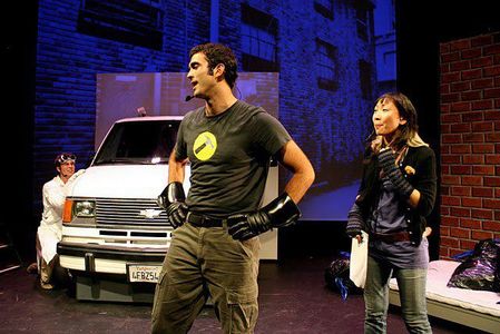 Michael Minto, Jane Lui, and Nathan Turner in Dr. Horrible's Sing-A-Long Blog at the 10th Avenue Theatre during 2011's C