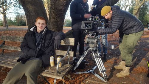 Filming as 'Archie' in 'A Brixton Tale'