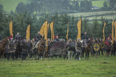 Jonathan Rhys Meyers, Peter Franzén, Josefin Asplund, and Alex Høgh Andersen in Vikings (2013)
