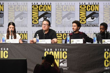 Roy Lee, Nat Wolff, LaKeith Stanfield, and Margaret Qualley at an event for Death Note (2017)