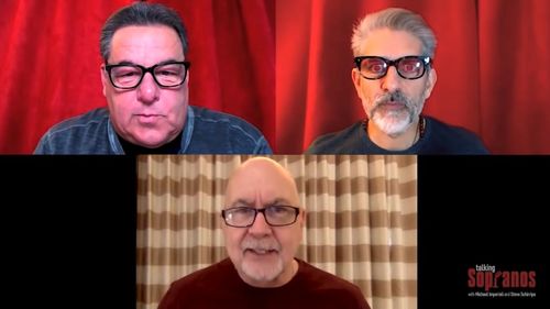 Michael Imperioli, Steve Schirripa, and Terence Winter in Talking Sopranos (2020)