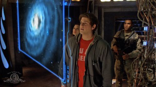Jamil Walker Smith, Jennifer Spence, and David Blue in Stargate Universe (2009)