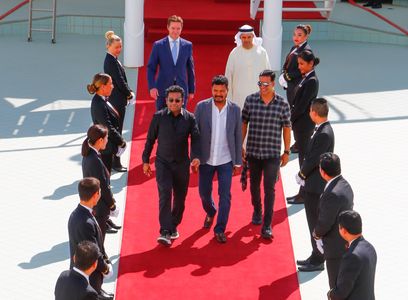 A.R. Rahman, Akshay Kumar, and S. Shankar at an event for 2.0 (2018)