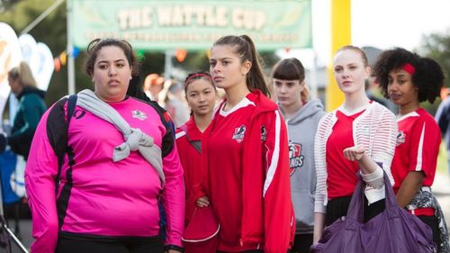 Molly Broadstock, Monique Heath, Emmanuelle Mattana, Gemma Chua-Tran, Ashleigh Marshall, and Ciline Ajobong in Mustangs 