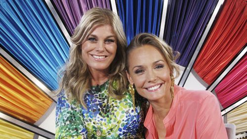 Pernilla Wahlgren and Carina Berg in Bergs bärbara talkshow (2013)