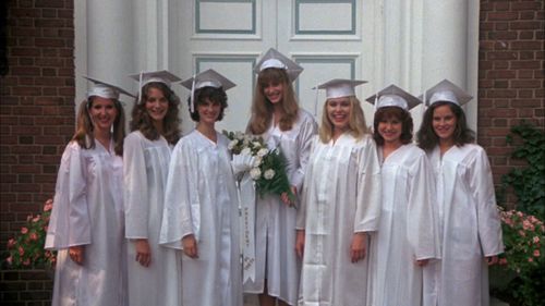 Eileen Davidson, Ellen Dorsher, Jodi Draigie, Harley Jane Kozak, Kate McNeil, Robin Meloy, and Janis Ward in The House o