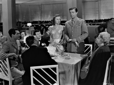 Jane Darwell, Patti Brill, Dennis Day, Don Dillaway, Anne Shirley, and Phillip Terry in Music in Manhattan (1944)