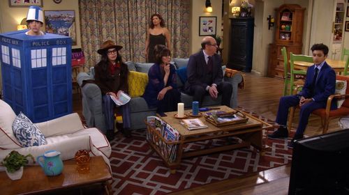 Rita Moreno, Justina Machado, Stephen Tobolowsky, Isabella Gomez, Sheridan Pierce, and Marcel Ruiz in One Day at a Time 