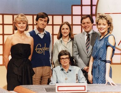 Carol Vorderman, Richard Whiteley, and Gyles Brandreth in Countdown (1982)