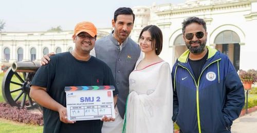 Milap Zaveri, John Abraham, and Divya Khosla Kumar at an event for Satyameva Jayate 2 (2021)