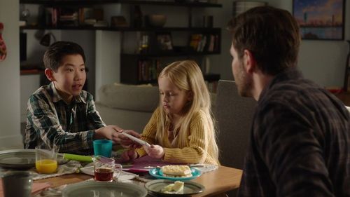 David Giuntoli, Halston Owen, and Tristan Byon in A Million Little Things: Spilled Milk (2023)