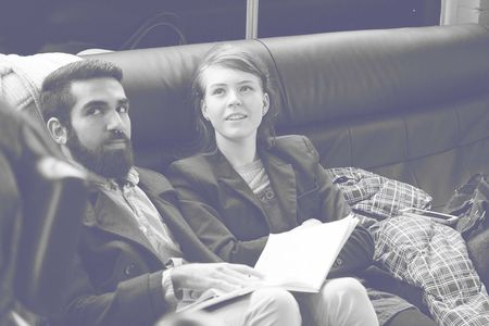 Lee Booker and Al-Hasan Mohamad (co-composers of 'What We Do') on set of 'Of Tides/To Distill'