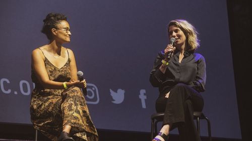 Lauren DeFilippo and Jamila Wignot discussing Ailey at Lincoln Center