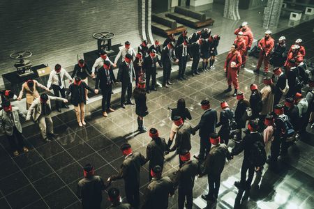 Lee Won-Jong, Jang Yoon-ju, Lee Kyu-ho, Kim Ji-hoon, Ji Hun Kim, Denver, Park Hae-soo, and Lee Hyun-woo in Money Heist: 