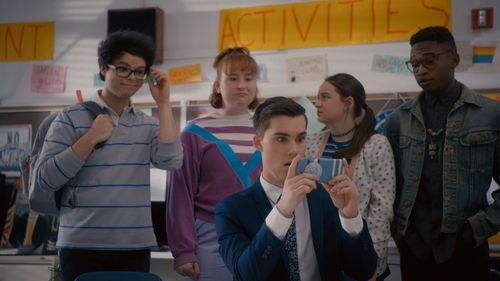 Jeremy Shada, Drew Matthews, Julia Lester, Allen Waiserman, and Jaclyn Jasgur in Mr. Student Body President (2016)