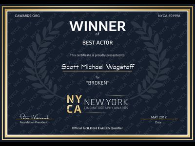 Scott Michael Wagstaff wins ‘Best Actor Award’ at NYCA film festival for film ‘Broken’