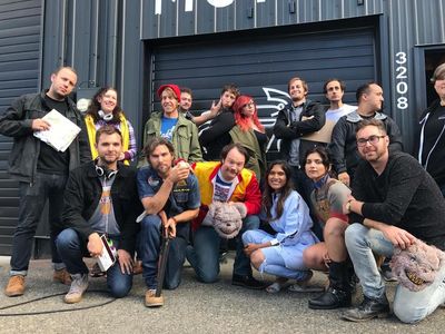 Micah Knapp and crew on the set of the Independent Feature film, 