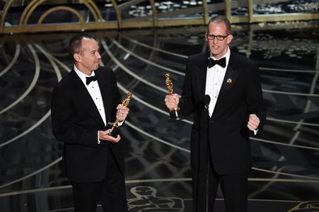 Pete Docter and Jonas Rivera at an event for The Oscars (2016)