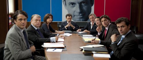 Dominique Besnehard, Pierre Cassignard, Grégory Fitoussi, Mathias Mlekuz, Florence Pernel, and Denis Podalydès in The Co