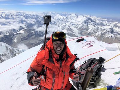 Alex on the Summit of Mt. Everest (29,029 Feet / 8848 Meters) for 'THE QUEST' Series