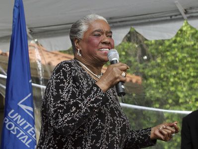 Linda Hopkins at the First Day Ceremony for the USPS's Hattie McDaniel stamp in Beverly Hills