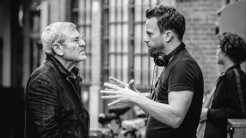 Börkur Sigþórsson and Tchéky Karyo on set of Baptiste.