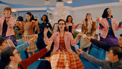 Cheyenne Isabel Wells, Shanel Bailey, Ari Notartomaso, Tricia Fukuhara, and Marisa Davila in Grease: Rise of the Pink La