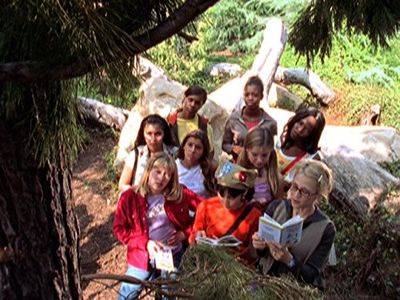 Ashlie Brillault, Hilary Duff, Lalaine, and Hallie Todd in Lizzie McGuire (2001)