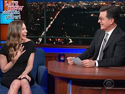 Hilary Swank and Stephen Colbert in The Late Show with Stephen Colbert (2015)